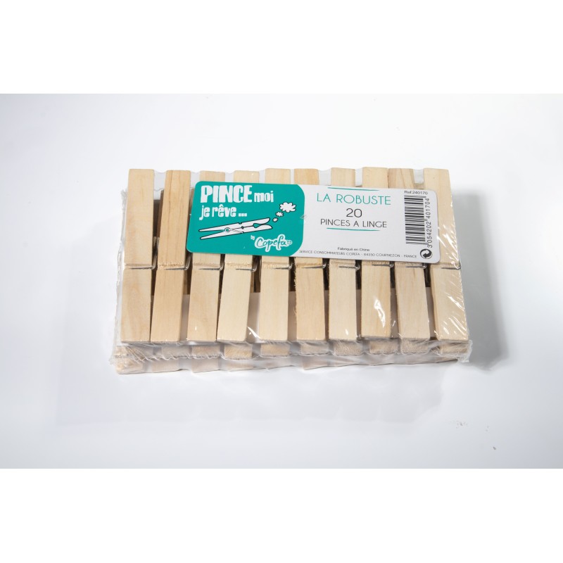 Pinces à linge en bois – Lot de 20
