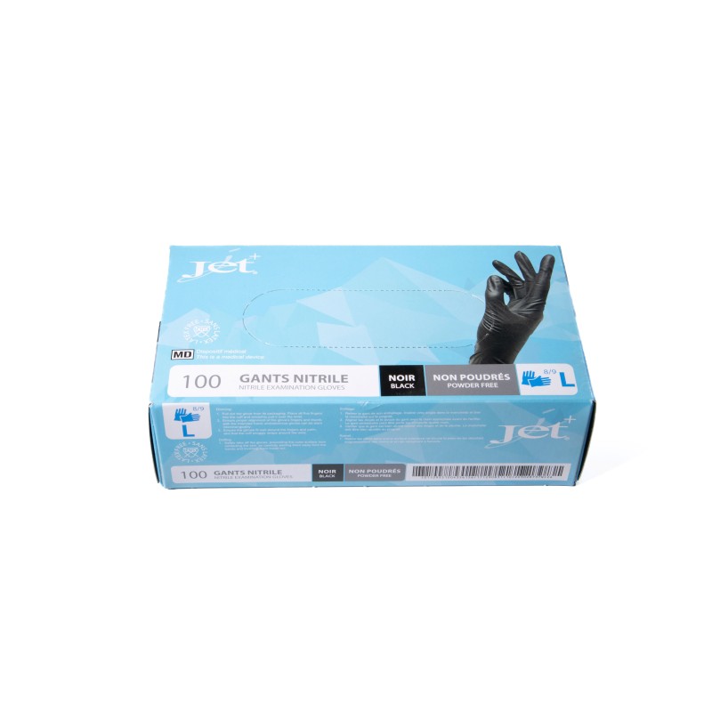 Gants nitrile noirs – Non poudrés