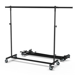 Portant Droit Pliant Noir Hauteur Réglable